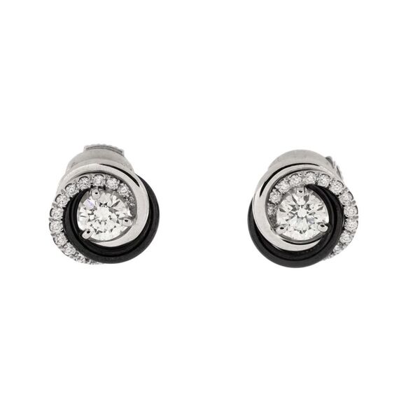 Cartier Jewelry - Cartier Trinity Stud Earrings 18K White Gold with Diamonds and Ceramic Mini -